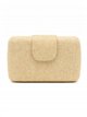 Raffia hardcase clutch with flap