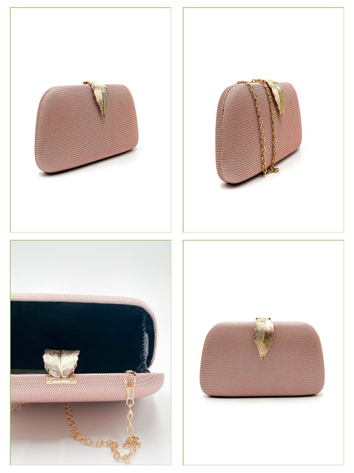 Bolso de fiesta rígida con hoja dorada