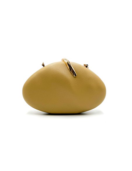 Bolso de fiesta ovalado efecto piel con cadena