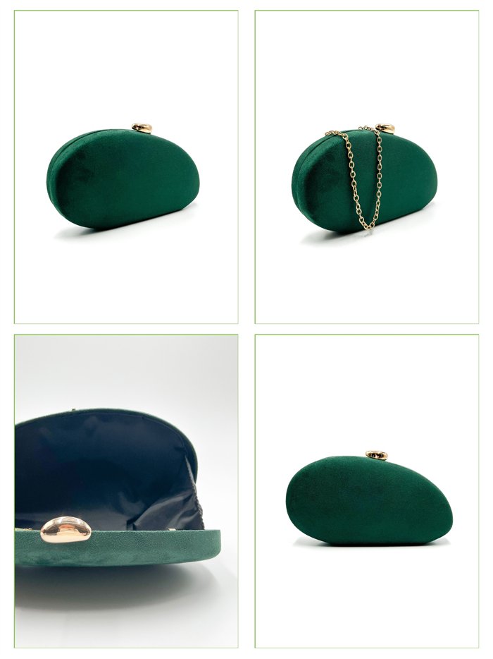 Cartera de fiesta ovalada efecto ante