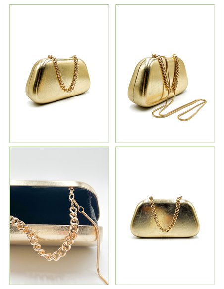 Bolso de fiesta metalizada con cadena