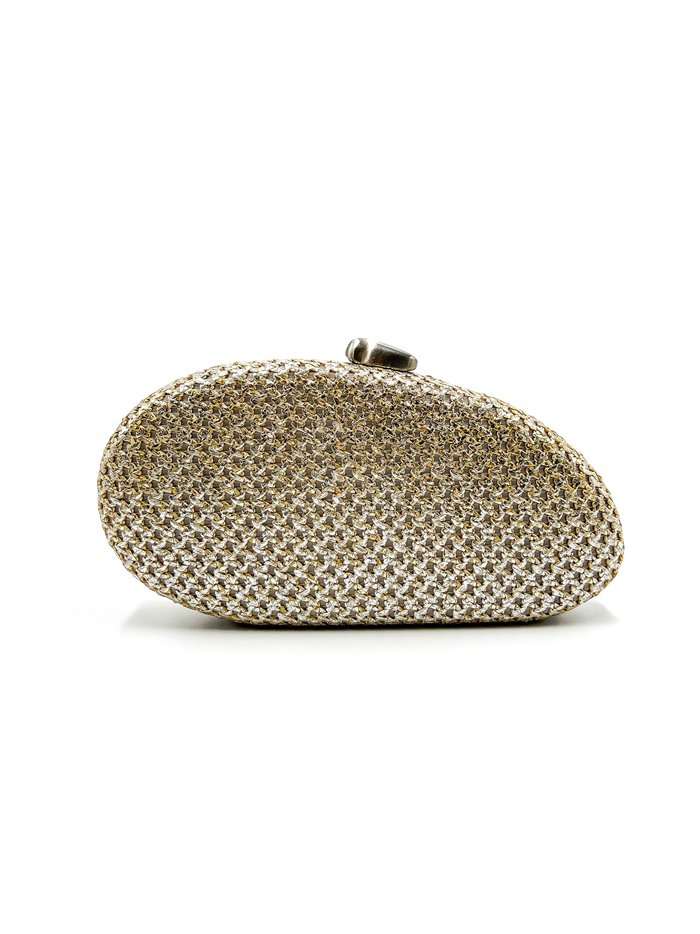 Bolso de fiesta ovalada rafia metalizada