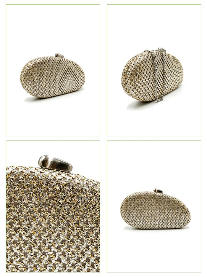 Bolso de fiesta ovalada rafia metalizada
