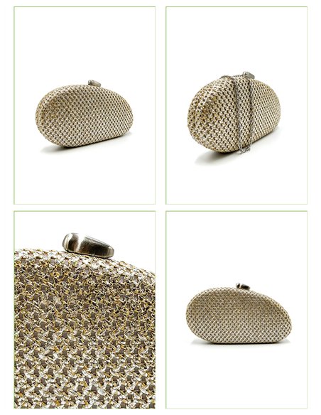 Bolso de fiesta ovalada rafia metalizada