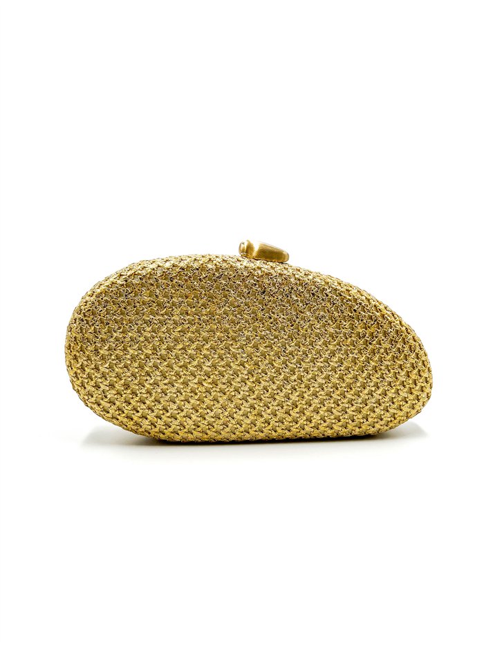 Bolso de fiesta ovalada rafia metalizada