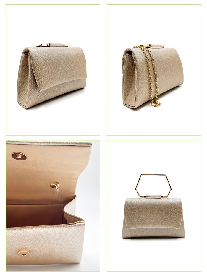 Bolso de fiesta rígido con asa geométrica