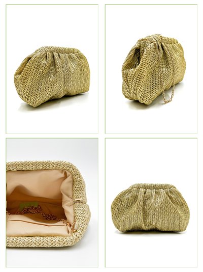 Clutch de festa com babados em ráfia metálica 2