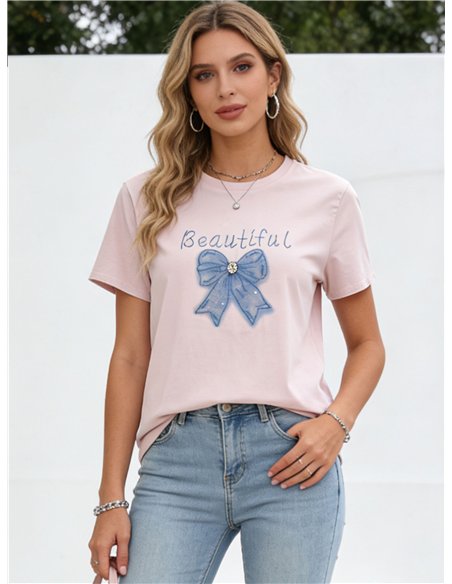 Camiseta "beautiful" con lazo