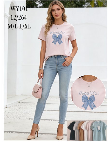 Camiseta "beautiful" con lazo