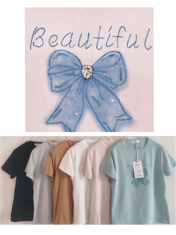 Camiseta "beautiful" con lazo