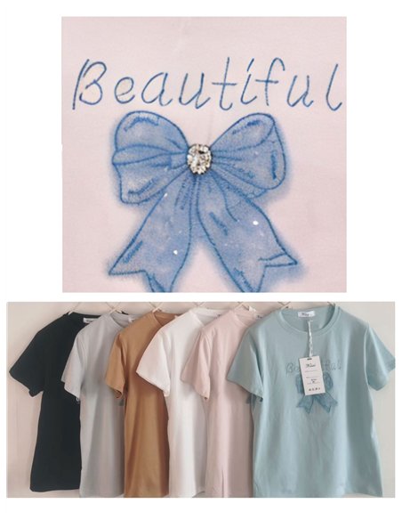 Camiseta "beautiful" con lazo