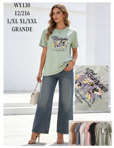 Camiseta amplia estampada floral