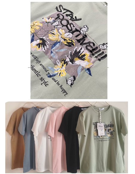 Camiseta amplia estampada floral