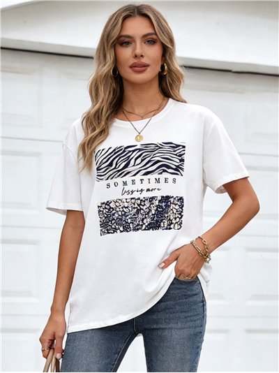 Camiseta amplia sometimes con panel animal print