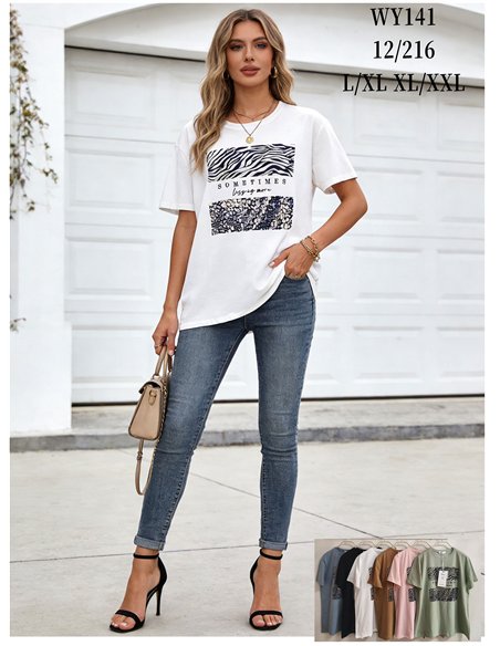 Camiseta oversized com painel de estampa animal