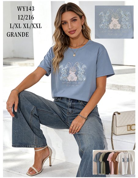 Übergroßes T-Shirt mit Hasen und Strasssteinen