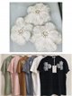 Camiseta amplia flores 3d bordadas