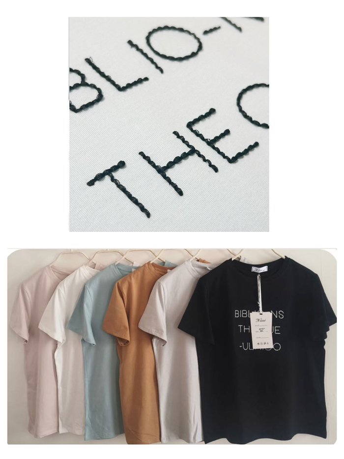 Camiseta texto bordado