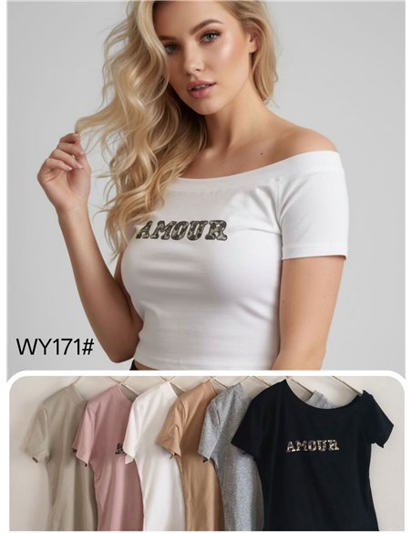 Top cropped hombros descubiertos amour