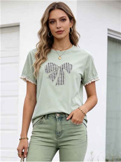 Camiseta con lazo pata de gallo y ribete