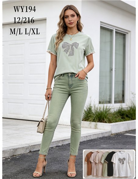 Camiseta con lazo pata de gallo y ribete