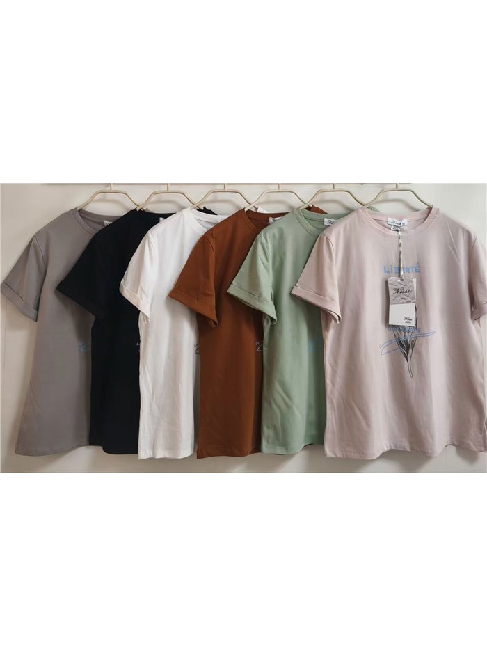 Camiseta "liberté" con flor