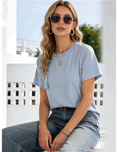 T-shirt basic con nappa decorativa