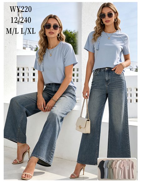 T-shirt basic con nappa decorativa