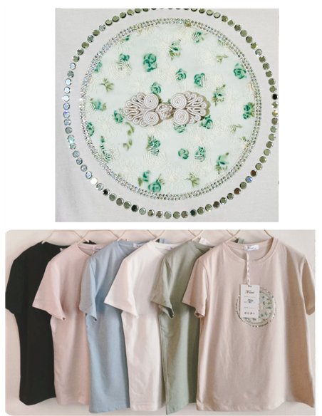 Einfaches T-Shirt mit floralem Medaillonmuster