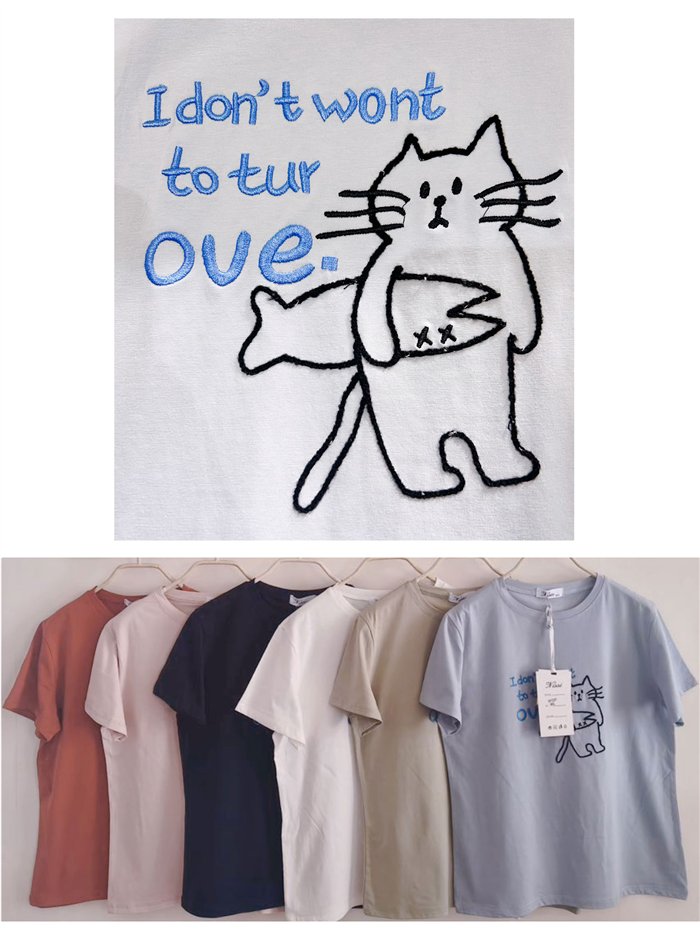 Katzen- und Fisch-T-Shirt