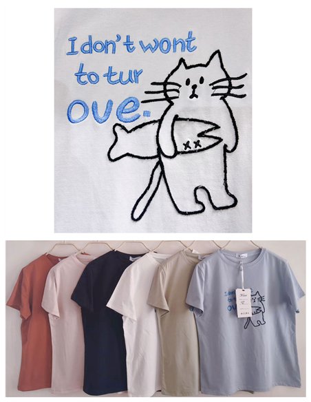 Katzen- und Fisch-T-Shirt