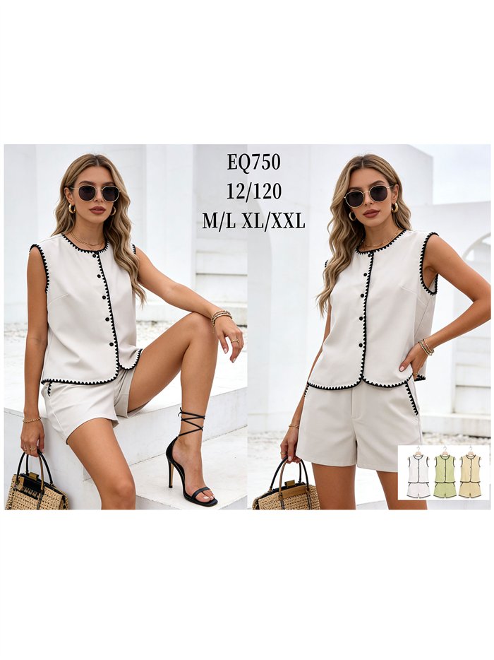Ensemble gilet et short avec bordure contrastante