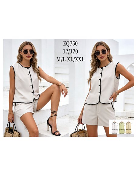 Ensemble gilet et short avec bordure contrastante