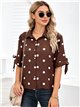 Polka dot tie-sleeve shirt