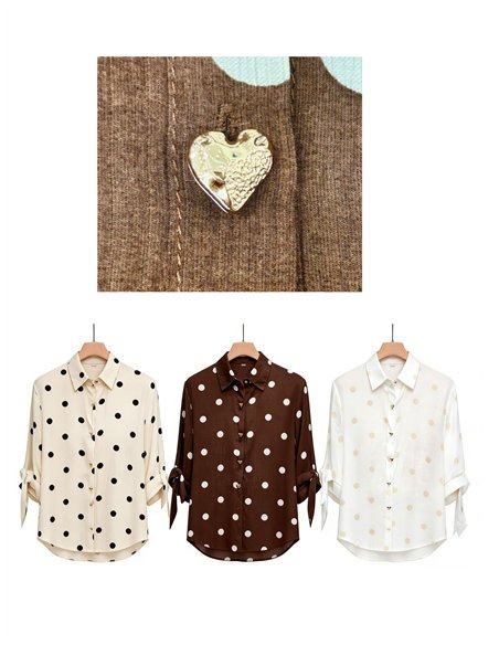 Polka dot tie-sleeve shirt