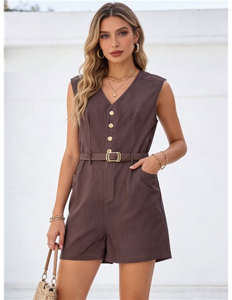 Belted sleeveless jumpsuit