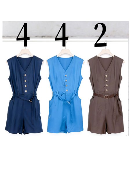 Belted sleeveless jumpsuit