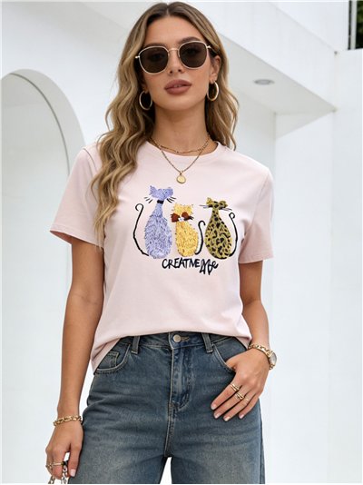 Camiseta con estampado de gatos
