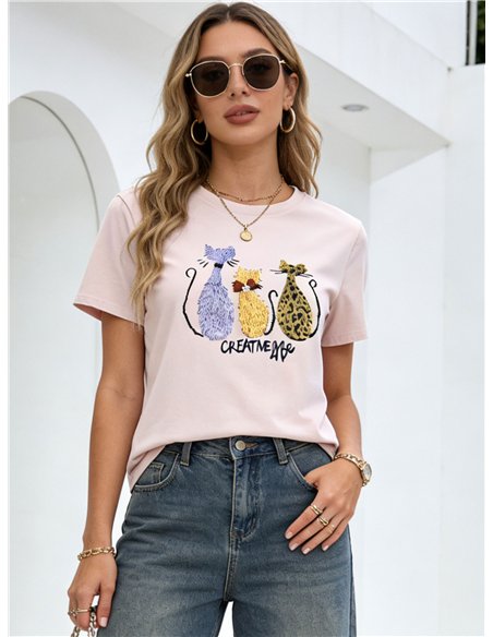 T-Shirt mit Katzenmotiv