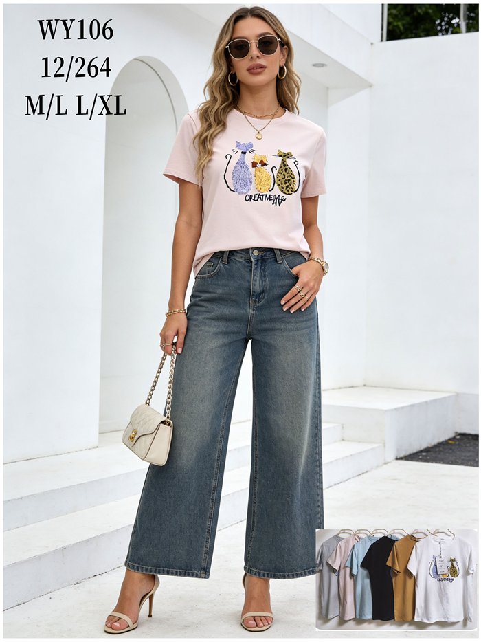 T-Shirt mit Katzenmotiv