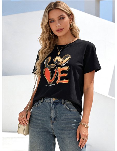 Camiseta amplia love con estampado