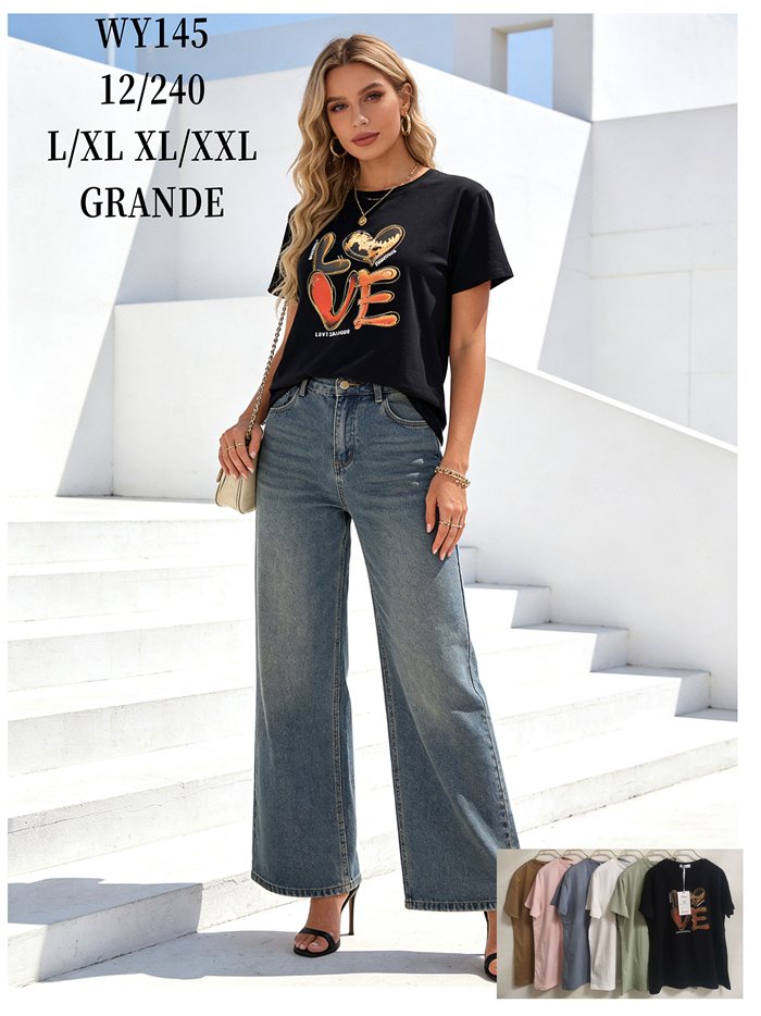 Camiseta amplia love con estampado