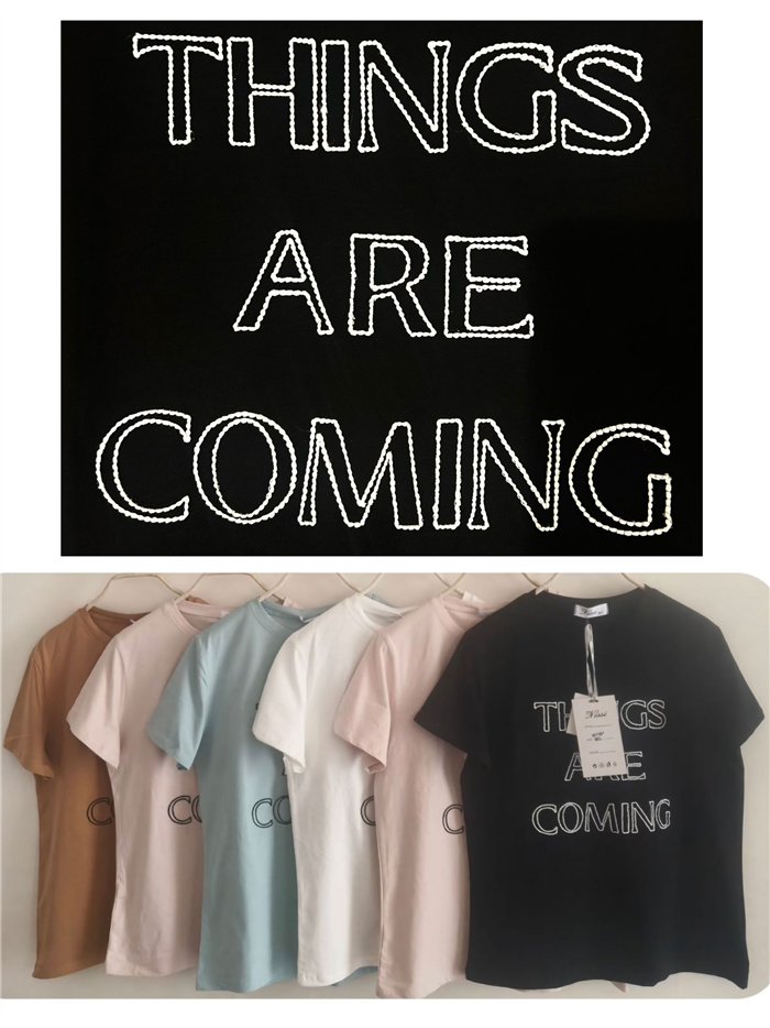 Camiseta bordada con mensaje frontal