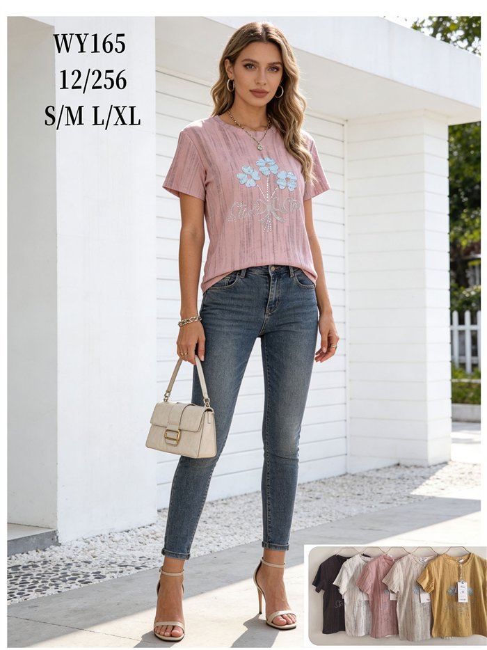 Camiseta floral con strass