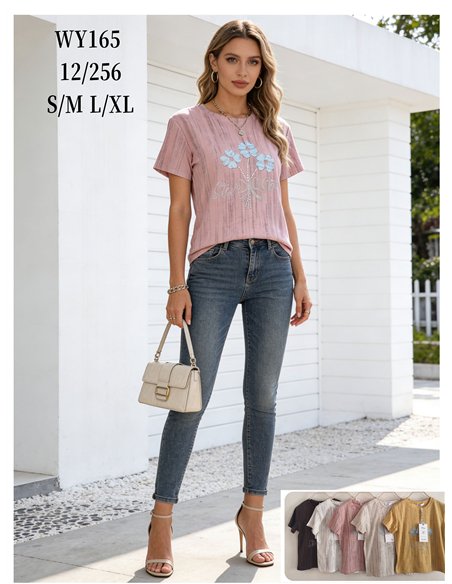 Camiseta floral con strass