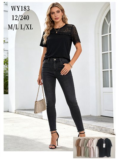 Camiseta con canesú y manga de encaje 2