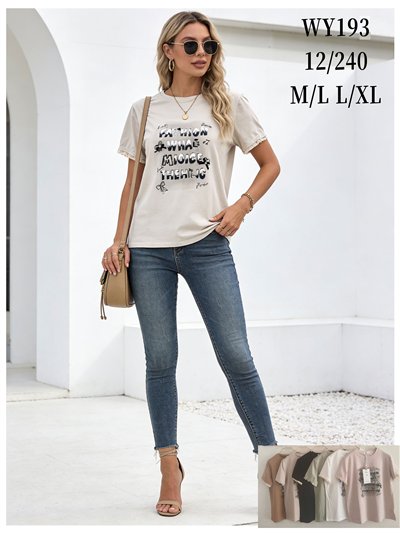 Camiseta con mensaje y manga con encaje 2