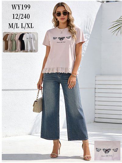 Camiseta con mariposas y bajo de encaje 2