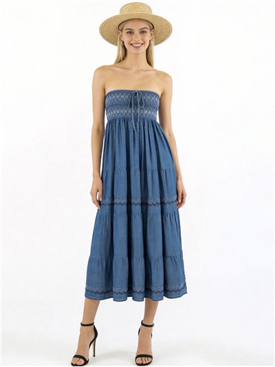 Falda larga símil denim multiposición