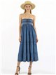 Convertible denim effect maxi skirt